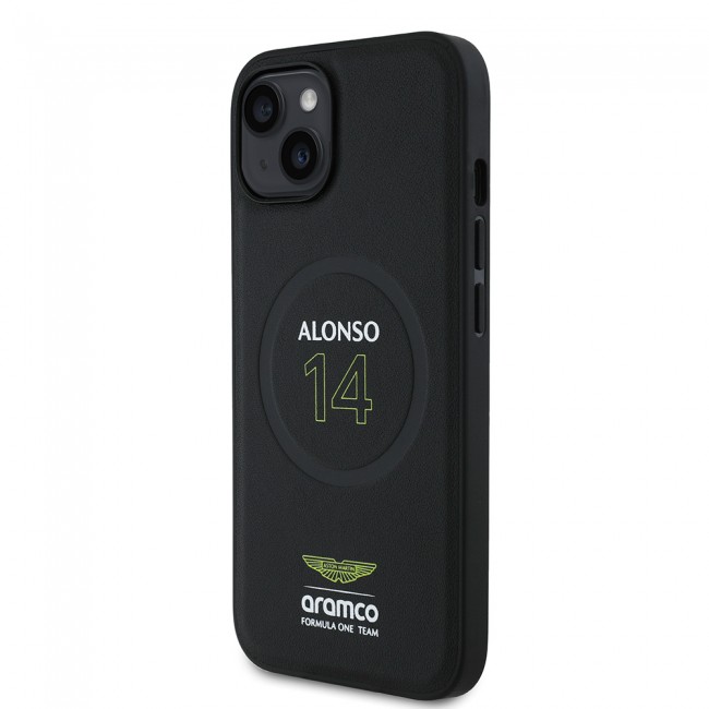 Apple iPhone 15 Kılıf Aston Martin Orjinal Lisanslı M-safe Şarj Özellikli PU Deri Alonso 14 Baskılı Kapak Apple iPhone 15 Kılıf Aston Martin Orjinal Lisanslı M-safe Şarj Özellikli PU Deri Alonso 14 Baskılı Kapak
