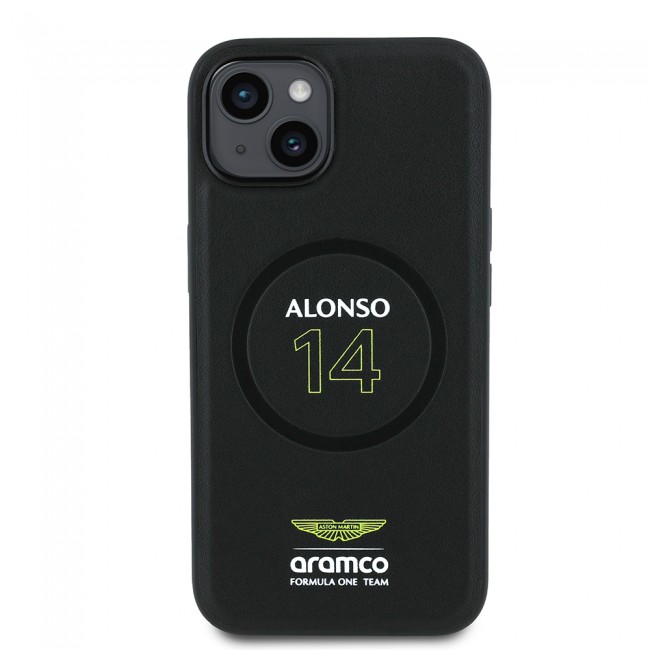 Apple iPhone 15 Kılıf Aston Martin Orjinal Lisanslı M-safe Şarj Özellikli PU Deri Alonso 14 Baskılı Kapak Apple iPhone 15 Kılıf Aston Martin Orjinal Lisanslı M-safe Şarj Özellikli PU Deri Alonso 14 Baskılı Kapak