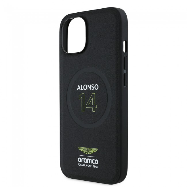 Apple iPhone 15 Kılıf Aston Martin Orjinal Lisanslı M-safe Şarj Özellikli PU Deri Alonso 14 Baskılı Kapak Apple iPhone 15 Kılıf Aston Martin Orjinal Lisanslı M-safe Şarj Özellikli PU Deri Alonso 14 Baskılı Kapak