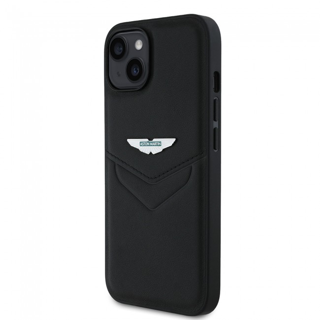 Apple iPhone 15 Kılıf Aston Martin Orjinal Lisanslı Victory Dizayn PU Deri Metal Logolu Kapak