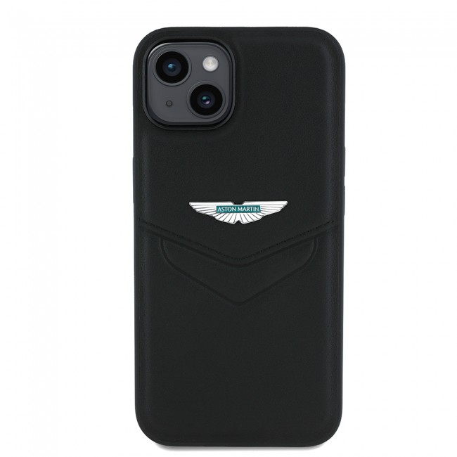 Apple iPhone 15 Kılıf Aston Martin Orjinal Lisanslı Victory Dizayn PU Deri Metal Logolu Kapak