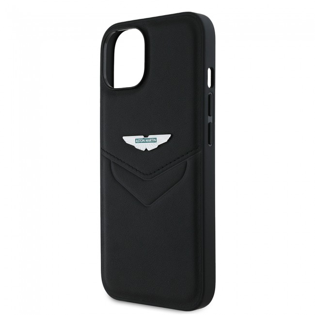 Apple iPhone 15 Kılıf Aston Martin Orjinal Lisanslı Victory Dizayn PU Deri Metal Logolu Kapak