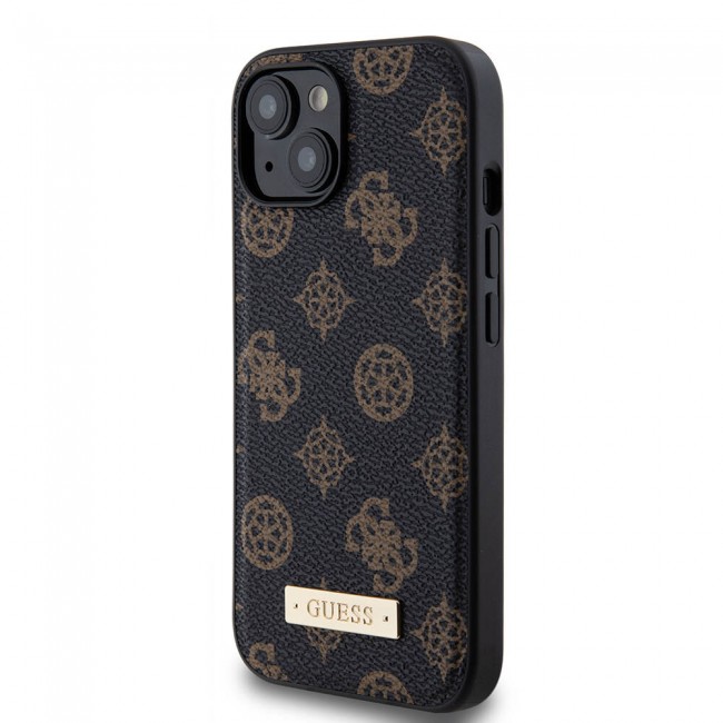 Apple iPhone 15 Kılıf Guess Magsafe Şarj Özellikli PU Deri Desenli Metal Plaka Logolu Kapak Apple iPhone 15 Kılıf Guess Magsafe Şarj Özellikli PU Deri Desenli Metal Plaka Logolu Kapak