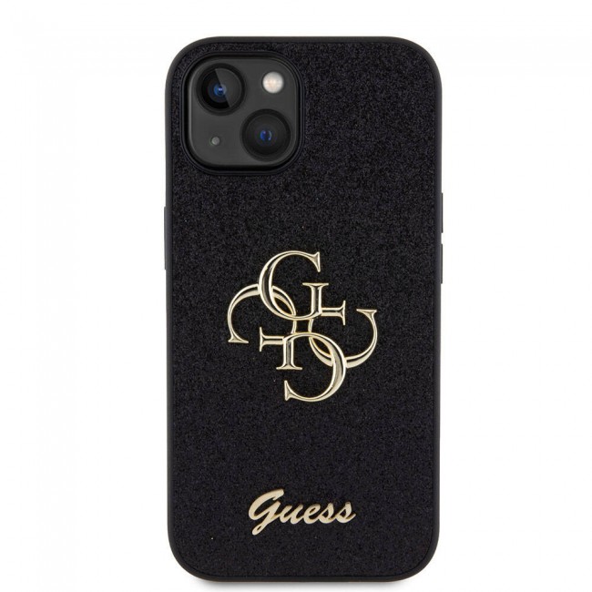 Apple iPhone 15 Kılıf Guess Orjinal Lisanslı 4G Büyük Metal Logolu Glitter Kapak Apple iPhone 15 Kılıf Guess Orjinal Lisanslı 4G Büyük Metal Logolu Glitter Kapak