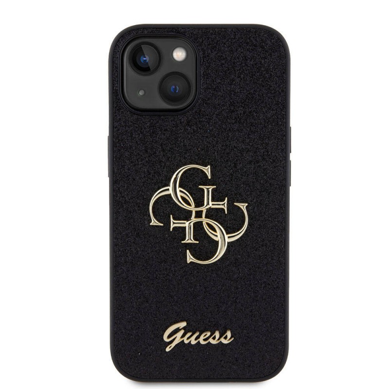 Bal-z Apple iPhone 15 Kılıf Guess Orjinal Lisanslı 4G Büyük Metal Logolu Glitter Kapak