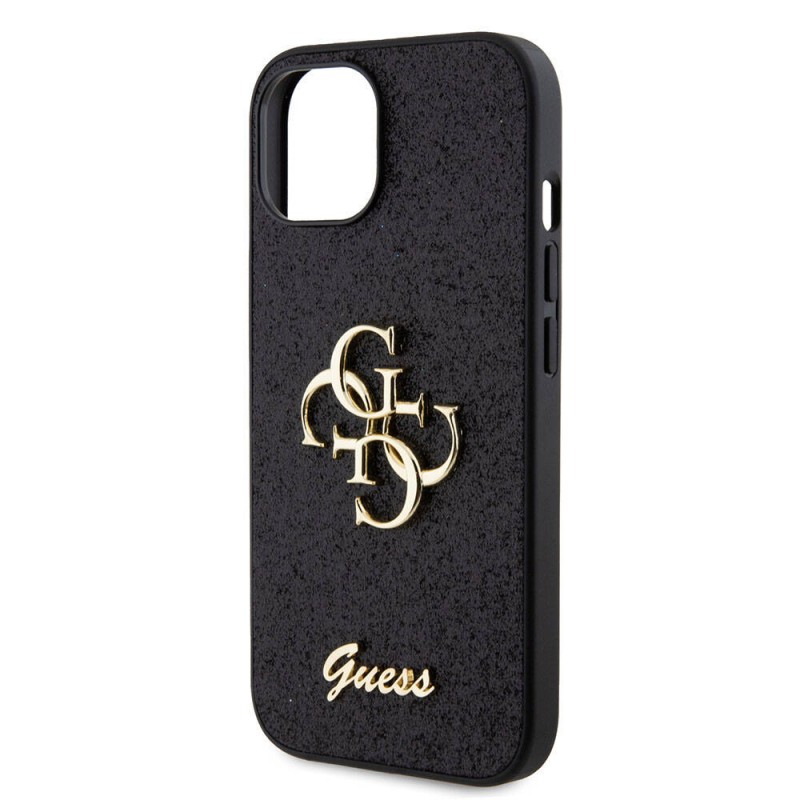 Bal-z Apple iPhone 15 Kılıf Guess Orjinal Lisanslı 4G Büyük Metal Logolu Glitter Kapak
