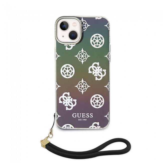 Apple iPhone 15 Kılıf Guess Orjinal Lisanslı Desenli Yazı Logolu Askı İpli Holografik Glitter Peony Kapak Apple iPhone 15 Kılıf Guess Orjinal Lisanslı Desenli Yazı Logolu Askı İpli Holografik Glitter Peony Kapak