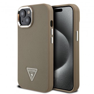 Apple iPhone 15 Kılıf Guess Orjinal Lisanslı M-safe Şarj Özellikli Grained Triangle Kapak Apple iPhone 15 Kılıf Guess Orjinal Lisanslı M-safe Şarj Özellikli Grained Triangle Kapak