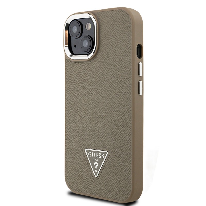 Bal-z Apple iPhone 15 Kılıf Guess Orjinal Lisanslı M-safe Şarj Özellikli Grained Triangle Kapak