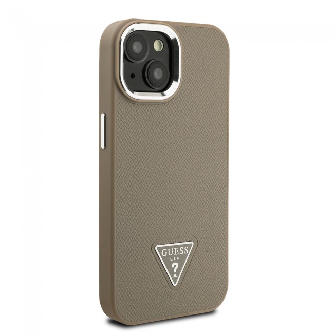 Apple iPhone 15 Kılıf Guess Orjinal Lisanslı M-safe Şarj Özellikli Grained Triangle Kapak