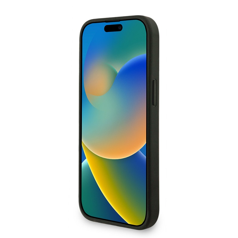 Bal-z Apple iPhone 15 Kılıf Guess Orjinal Lisanslı M-safe Şarj Özellikli PU Deri Bilek Askı İpli Yazı Logolu Kapak