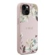 Apple iPhone 15 Kılıf Guess Orjinal Lisanslı M-safe Şarj Özellikli Taneli Çiçek Tasarımlı Metal Yazı Logolu Kapak