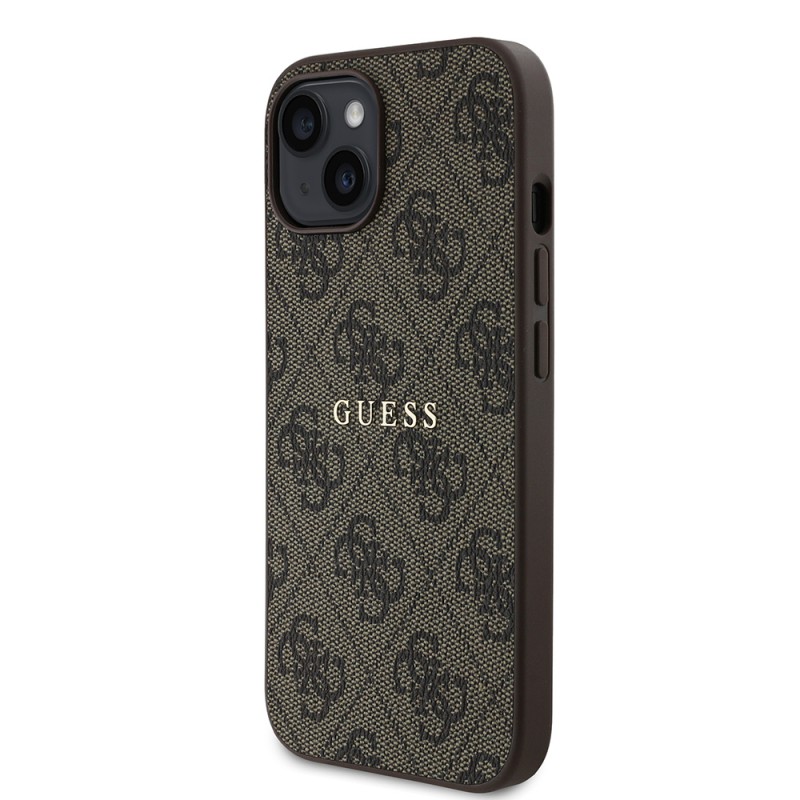 Bal-z Apple iPhone 15 Kılıf Guess Orjinal Lisanslı M-safe Şarj Özellikli 4G Desen Yazı Logolu Kapak