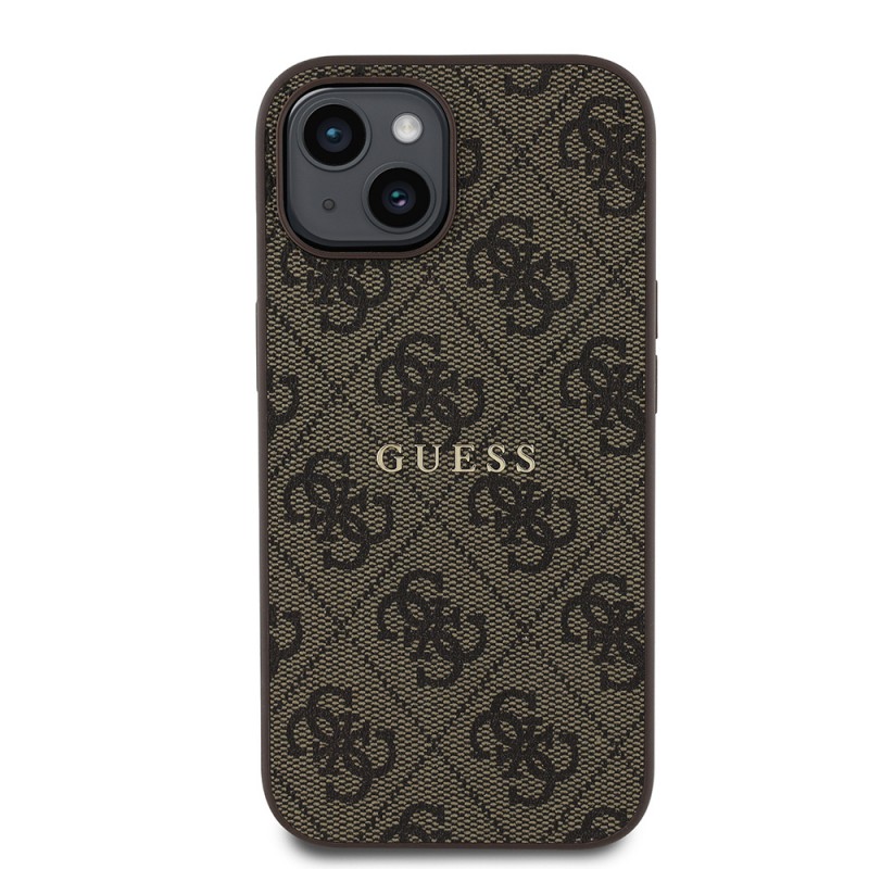 Bal-z Apple iPhone 15 Kılıf Guess Orjinal Lisanslı M-safe Şarj Özellikli 4G Desen Yazı Logolu Kapak
