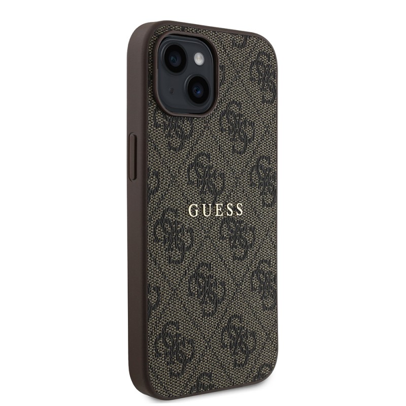 Bal-z Apple iPhone 15 Kılıf Guess Orjinal Lisanslı M-safe Şarj Özellikli 4G Desen Yazı Logolu Kapak