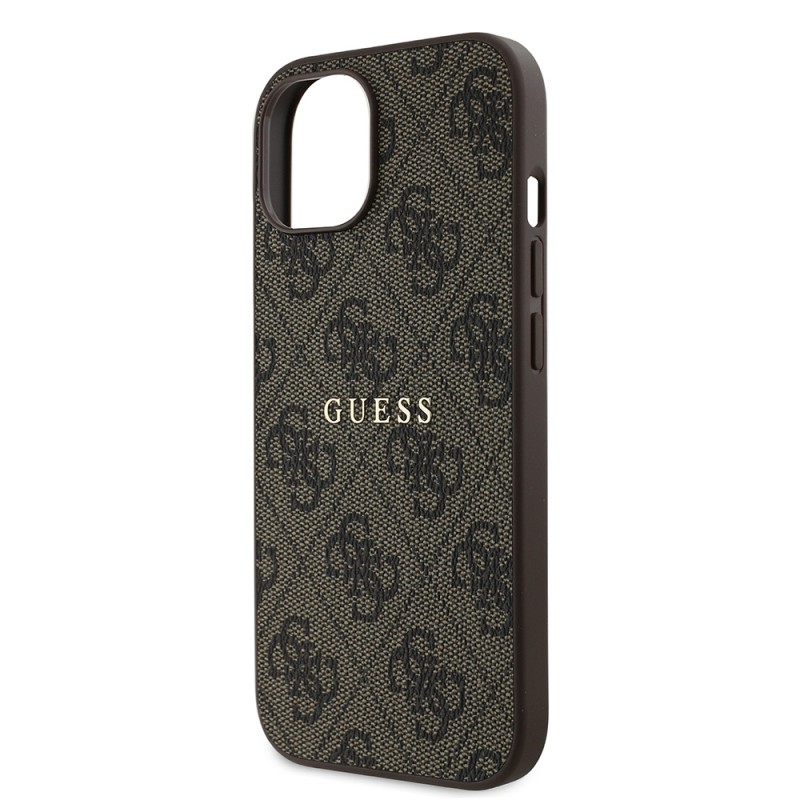 Bal-z Apple iPhone 15 Kılıf Guess Orjinal Lisanslı M-safe Şarj Özellikli 4G Desen Yazı Logolu Kapak