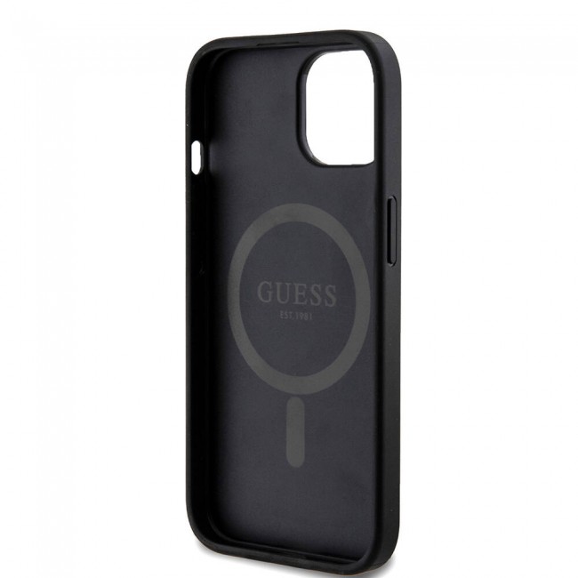 Apple iPhone 15 Kılıf Guess Orjinal Lisanslı Magsafe Şarj Özellikli 4G Desenli Yazı Logolu Kapak