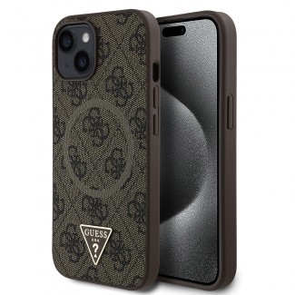 Apple iPhone 15 Kılıf Guess Orjinal Lisanslı M-safe Şarj Özellikli PU Üçgen Logo 4G Desenli Kapak Apple iPhone 15 Kılıf Guess Orjinal Lisanslı M-safe Şarj Özellikli PU Üçgen Logo 4G Desenli Kapak