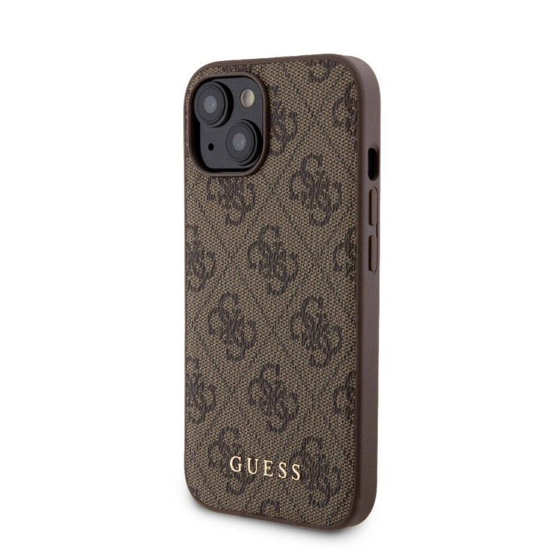 Bal-z Apple iPhone 15 Kılıf Guess Orjinal Lisanslı M-safe Şarj Özellikli Yazı Logolu 4G Desenli Kapak + Powerbank 5000mAh 2in1 Set