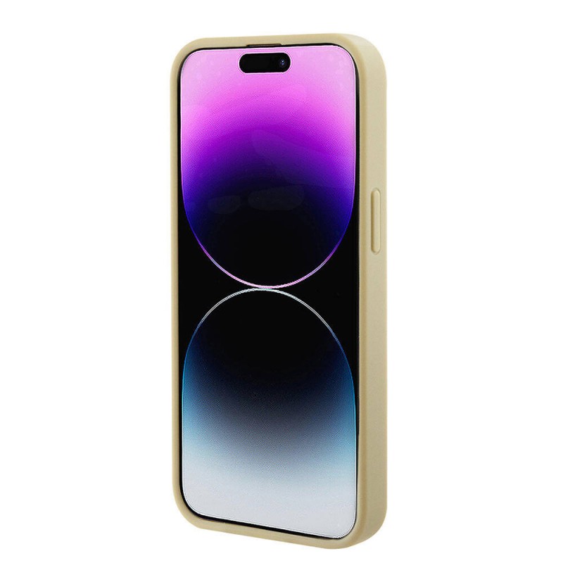 Bal-z Apple iPhone 15 Kılıf Guess Orjinal Lisanslı M-safe Şarj Özellikli Yazı Logolu Saffiano Kapak