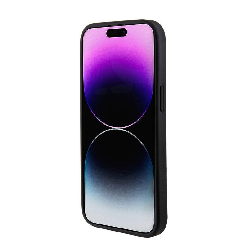 Bal-z Apple iPhone 15 Kılıf Guess Orjinal Lisanslı M-safe Şarj Özellikli Yazı Logolu Saffiano Kapak