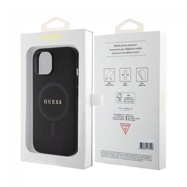 Apple iPhone 15 Kılıf Guess Orjinal Lisanslı Magsafe Şarj Özellikli Yazı Logolu Saffiano Kapak Apple iPhone 15 Kılıf Guess Orjinal Lisanslı Magsafe Şarj Özellikli Yazı Logolu Saffiano Kapak