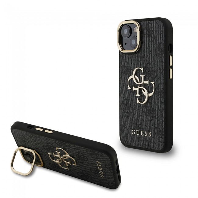 Apple iPhone 15 Kılıf Guess Orjinal Lisanslı PU Deri 4G Desenli Metal Büyük 4G ve Yazı Logolu Kamera Standlı Kapak Apple iPhone 15 Kılıf Guess Orjinal Lisanslı PU Deri 4G Desenli Metal Büyük 4G ve Yazı Logolu Kamera Standlı Kapak