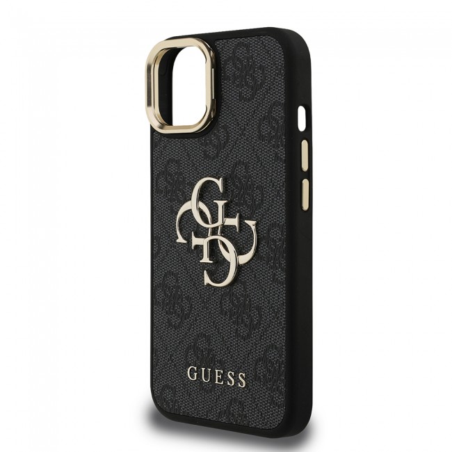 Apple iPhone 15 Kılıf Guess Orjinal Lisanslı PU Deri 4G Desenli Metal Büyük 4G ve Yazı Logolu Kamera Standlı Kapak Apple iPhone 15 Kılıf Guess Orjinal Lisanslı PU Deri 4G Desenli Metal Büyük 4G ve Yazı Logolu Kamera Standlı Kapak
