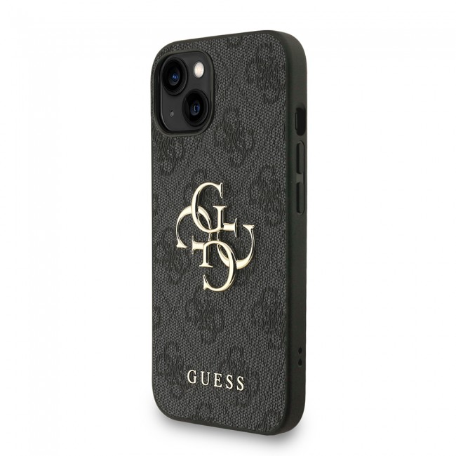 Apple iPhone 15 Kılıf Guess Orjinal Lisanslı PU Deri Bilek Askı İpli Metal Büyük 4G ve Yazı Logolu Kapak