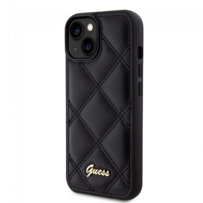 Apple iPhone 15 Kılıf Guess Orjinal Lisanslı PU Deri Metal Yazı Logolu Kapitone Kapak Apple iPhone 15 Kılıf Guess Orjinal Lisanslı PU Deri Metal Yazı Logolu Kapitone Kapak