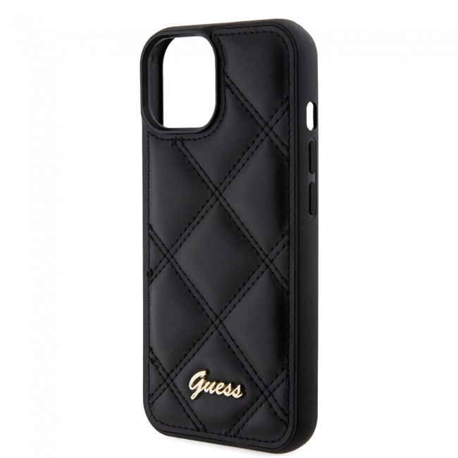 Apple iPhone 15 Kılıf Guess Orjinal Lisanslı PU Deri Metal Yazı Logolu Kapitone Kapak Apple iPhone 15 Kılıf Guess Orjinal Lisanslı PU Deri Metal Yazı Logolu Kapitone Kapak