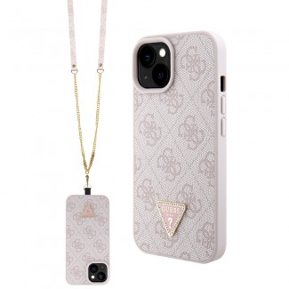Apple iPhone 15 Kılıf Guess Orjinal Lisanslı PU Deri Taşlı Metal Üçgen Logolu Çapraz Vücut Askılı 4G Desenli Kapak Apple iPhone 15 Kılıf Guess Orjinal Lisanslı PU Deri Taşlı Metal Üçgen Logolu Çapraz Vücut Askılı 4G Desenli Kapak