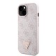 Apple iPhone 15 Kılıf Guess Orjinal Lisanslı PU Deri Taşlı Metal Üçgen Logolu Çapraz Vücut Askılı 4G Desenli Kapak