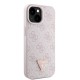 Apple iPhone 15 Kılıf Guess Orjinal Lisanslı PU Deri Taşlı Metal Üçgen Logolu Çapraz Vücut Askılı 4G Desenli Kapak
