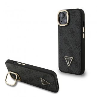 Apple iPhone 15 Kılıf Guess Orjinal Lisanslı PU Deri Taşlı Üçgen Logo 4G Desenli Kamera Standlı Kapak Apple iPhone 15 Kılıf Guess Orjinal Lisanslı PU Deri Taşlı Üçgen Logo 4G Desenli Kamera Standlı Kapak