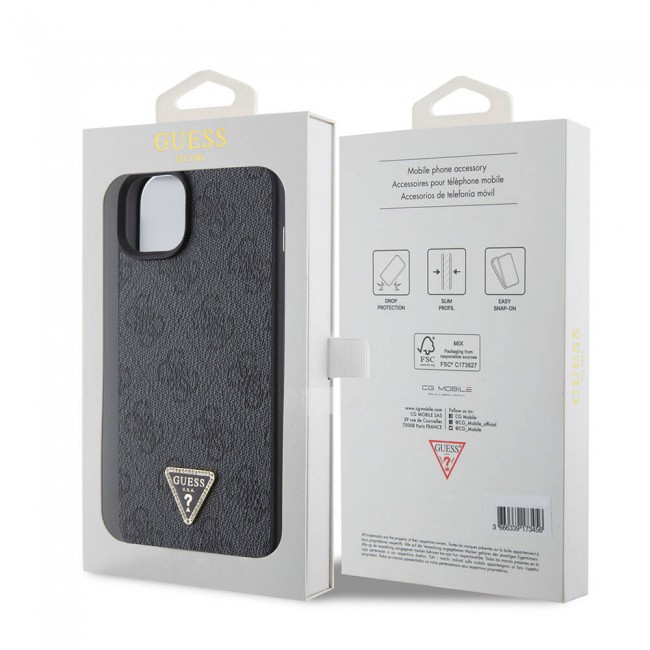 Apple iPhone 15 Kılıf Guess Orjinal Lisanslı PU Deri Taşlı Üçgen Logo 4G Desenli Strass Kapak Apple iPhone 15 Kılıf Guess Orjinal Lisanslı PU Deri Taşlı Üçgen Logo 4G Desenli Strass Kapak