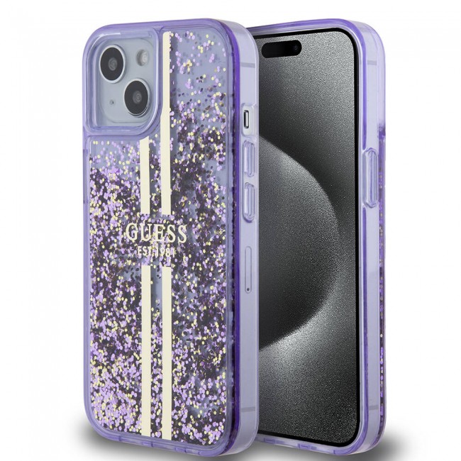 Apple iPhone 15 Kılıf Guess Orjinal Lisanslı Transparan Sıvılı Simli Altın Çizgili Kapak Apple iPhone 15 Kılıf Guess Orjinal Lisanslı Transparan Sıvılı Simli Altın Çizgili Kapak
