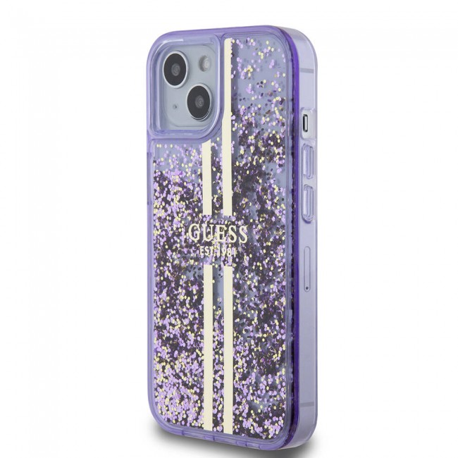 Apple iPhone 15 Kılıf Guess Orjinal Lisanslı Transparan Sıvılı Simli Altın Çizgili Kapak Apple iPhone 15 Kılıf Guess Orjinal Lisanslı Transparan Sıvılı Simli Altın Çizgili Kapak