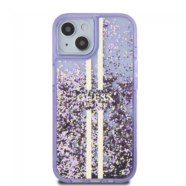 Apple iPhone 15 Kılıf Guess Orjinal Lisanslı Transparan Sıvılı Simli Altın Çizgili Kapak Apple iPhone 15 Kılıf Guess Orjinal Lisanslı Transparan Sıvılı Simli Altın Çizgili Kapak