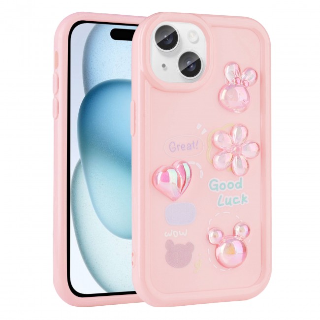 Apple iPhone 15 Kılıf Kabartma Figürlü Parlak Zore Toys Silikon Kapak Apple iPhone 15 Kılıf Kabartma Figürlü Parlak Zore Toys Silikon Kapak