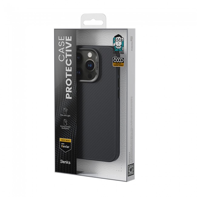 Apple iPhone 15 Kılıf Karbon Fiber Magsafe Şarj Özellikli Benks Hybrid ArmorPro 600D Kevlar Kapak Apple iPhone 15 Kılıf Karbon Fiber Magsafe Şarj Özellikli Benks Hybrid ArmorPro 600D Kevlar Kapak