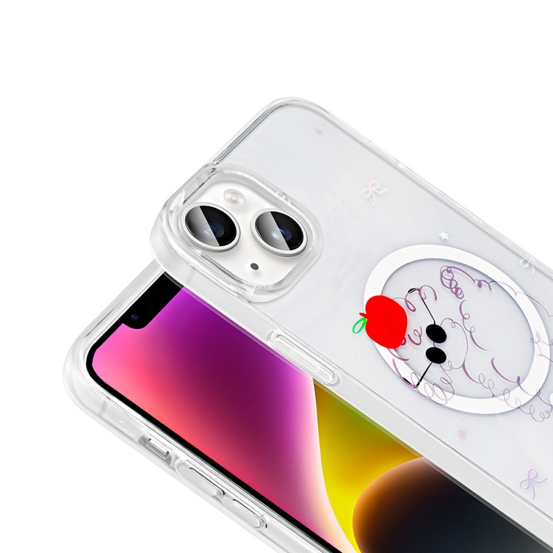 Bal-z Apple iPhone 15 Kılıf M-Safe Şarj Özellikli Şeffaf Zore Folk Sert Kapak