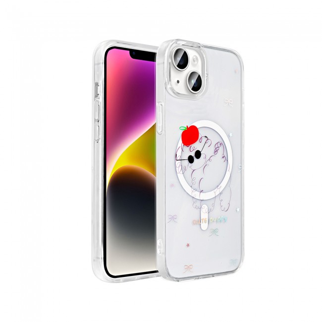 Apple iPhone 15 Kılıf M-Safe Şarj Özellikli Şeffaf Zore Folk Sert Kapak Apple iPhone 15 Kılıf M-Safe Şarj Özellikli Şeffaf Zore Folk Sert Kapak