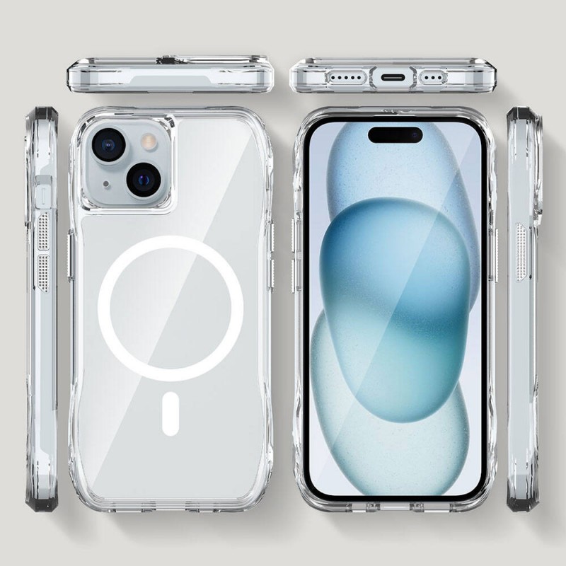 Bal-z Apple iPhone 15 Kılıf M-safe Şarj Özellikli Airbagli Şeffaf Zore İncek Kapak