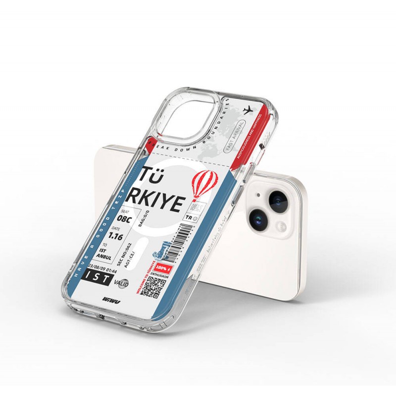 Bal-z Apple iPhone 15 Kılıf M-safe Şarj Özellikli Bilet Desenli Wiwu Turkey B Serisi Kapak