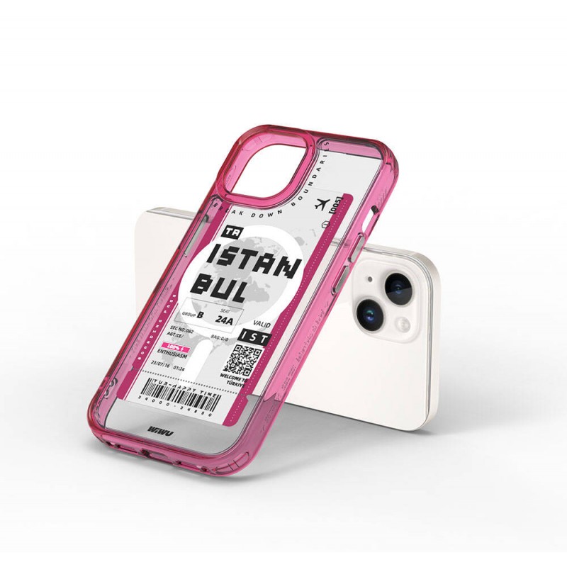 Bal-z Apple iPhone 15 Kılıf M-safe Şarj Özellikli Bilet Desenli Wiwu Turkey B Serisi Kapak