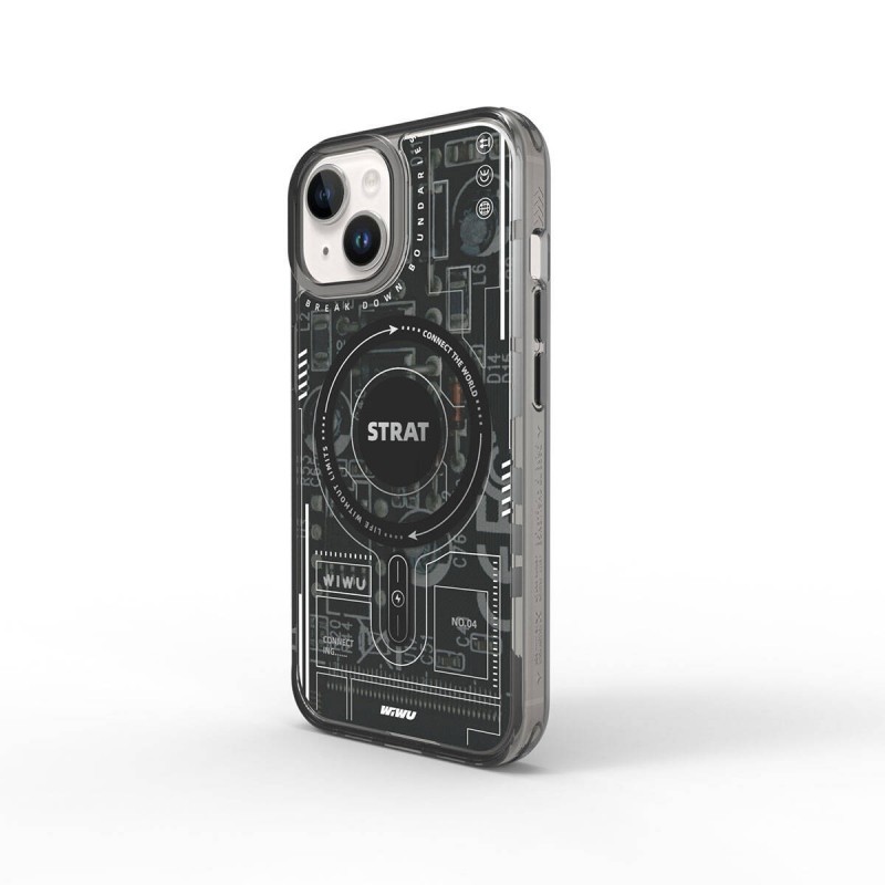 Bal-z Apple iPhone 15 Kılıf M-safe Şarj Özellikli Desenli Wiwu Mecha Circuit H Serisi Kapak