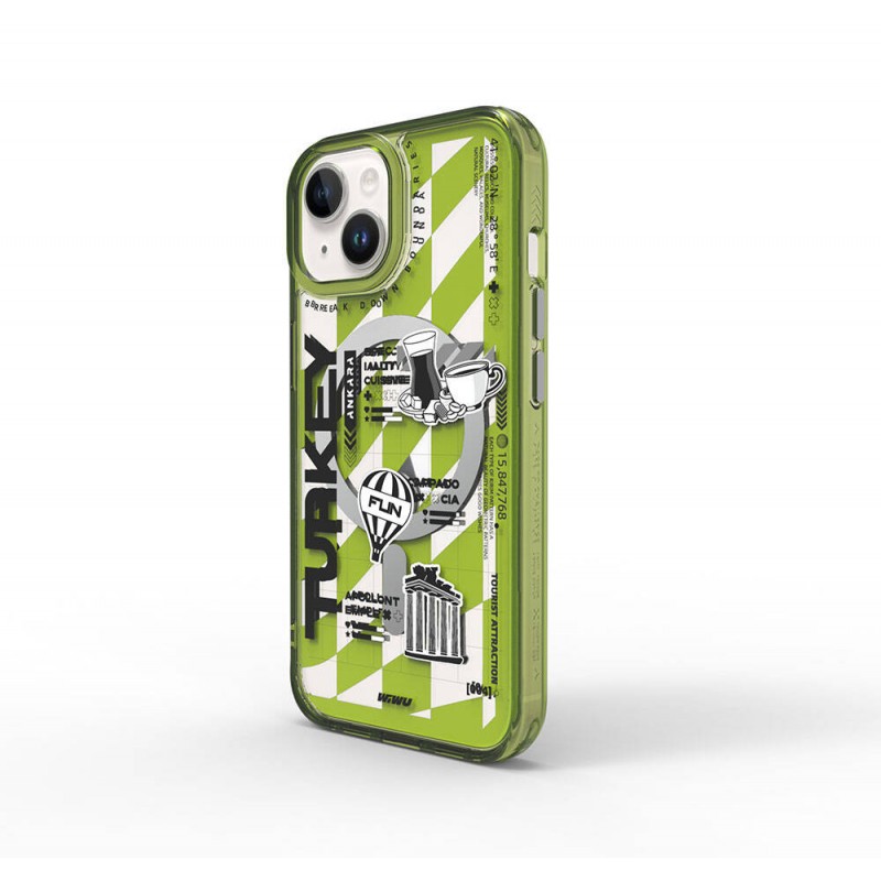 Bal-z Apple iPhone 15 Kılıf M-safe Şarj Özellikli Desenli Wiwu Turkey A Serisi Kapak