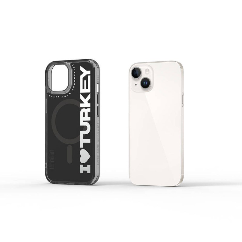 Bal-z Apple iPhone 15 Kılıf M-safe Şarj Özellikli I Love Turkey Yazı Desenli Wiwu Turkey E Serisi Kapak