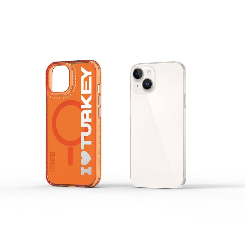 Bal-z Apple iPhone 15 Kılıf M-safe Şarj Özellikli I Love Turkey Yazı Desenli Wiwu Turkey E Serisi Kapak